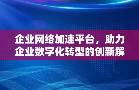 企业网络加速平台,助力企业数字化转型的创新解决方案 企业网络加速平台,助力企业数字化转型的创新解决方案