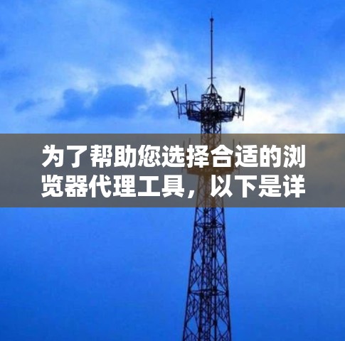 为了帮助您选择合适的浏览器代理工具,以下是详细的建议 为了帮助您选择合适的浏览器代理工具,以下是详细的建议